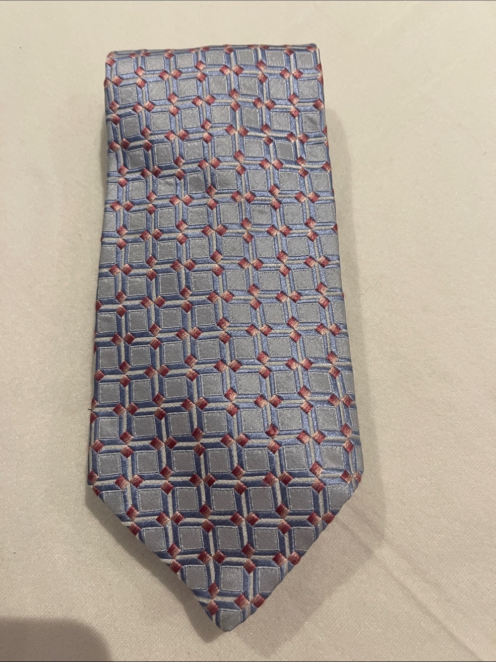 Ermenegildo Zegna light blue Tie with pink Geometric Motif